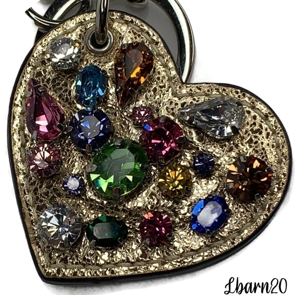 ❤️ Coach Multicolored Jewel Crystal HEART Keychain